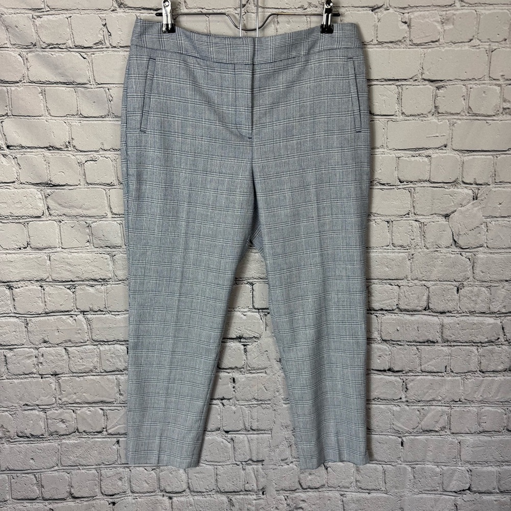Talbots NWOT Blue Gray White Plaid Crop Ankle Dress Pants Slacks Size 10 Petites
